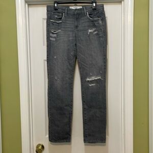 Abercrombie & Fitch - gray distressed jeans with silver embellishments- size 6